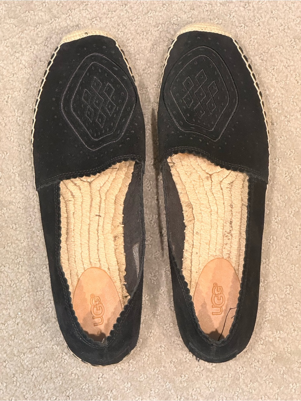 UGG Black Suede Slip-On Loafers